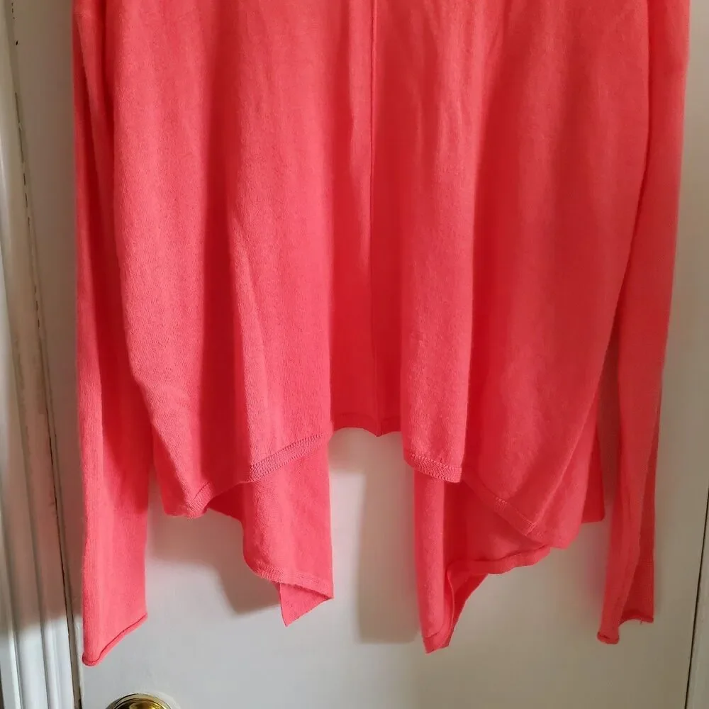 Calypso St Barth Coral 100% Cashmere Waterfall Open Front Cardigan Size M Preppy